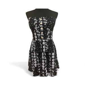 No Boundaries Black and White Floral Strapless Dress